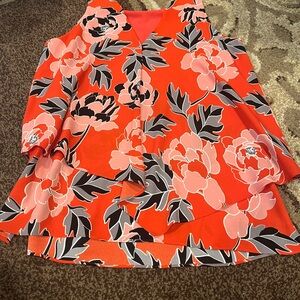 Cooper & Ella Red and Black Floral Top